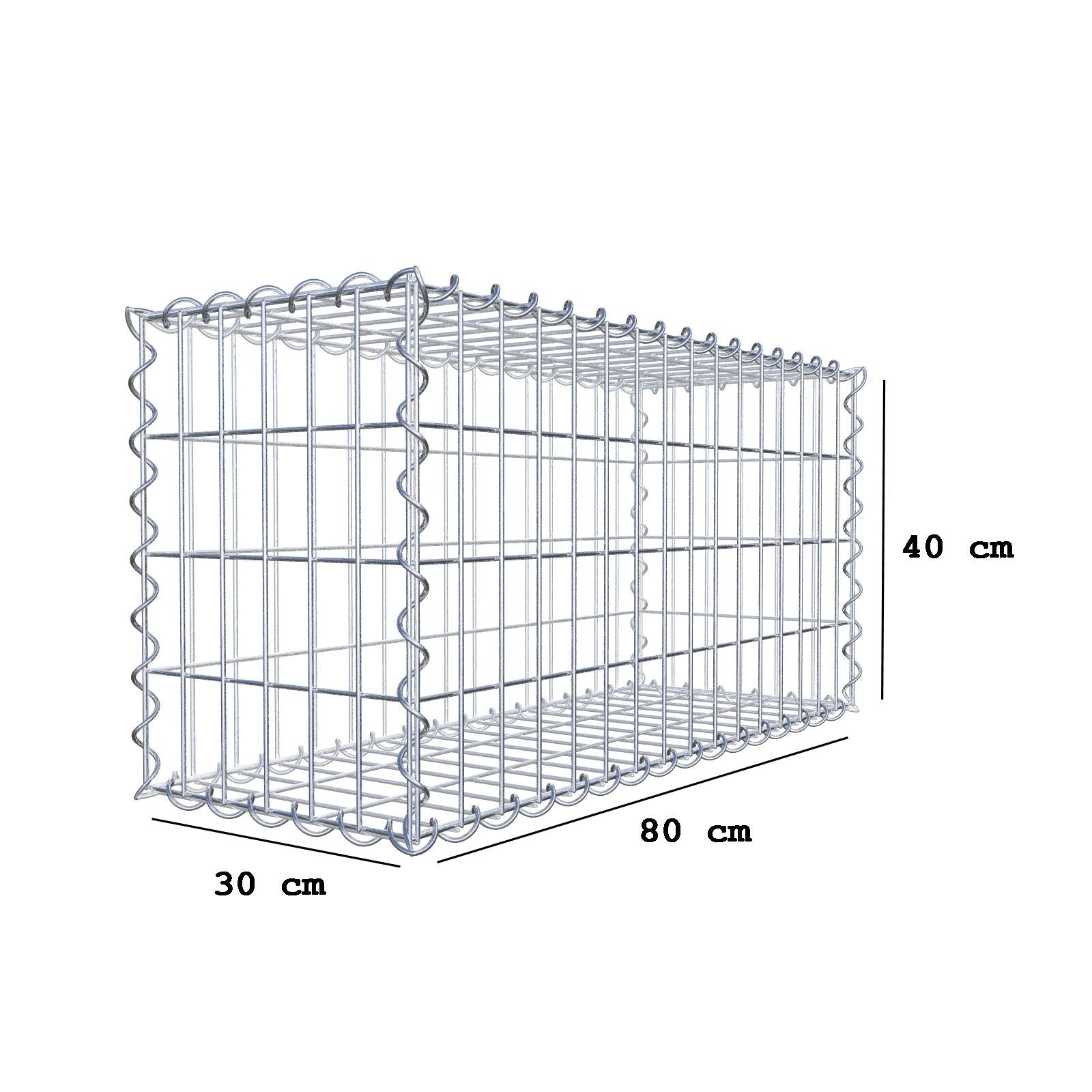 Gabion 80 cm x 40 cm x 30 cm (L x H x D), mesh size 5 cm x 10 cm, spiral