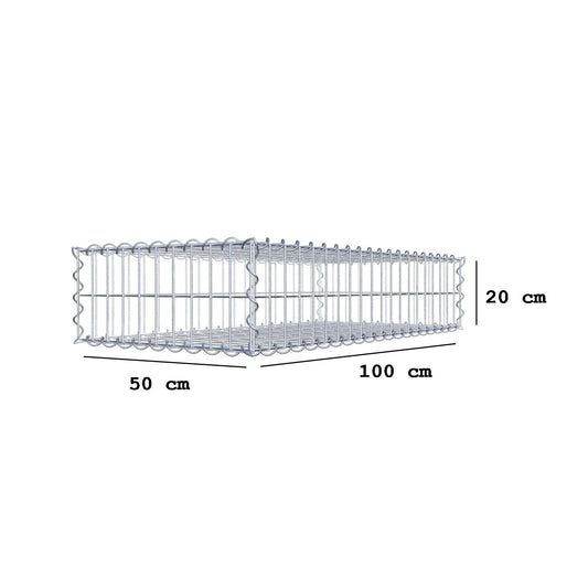 Gabione 100 cm x 20 cm x 50 cm (L x H x T), Maschenweite 5 cm x 10 cm, Spirale