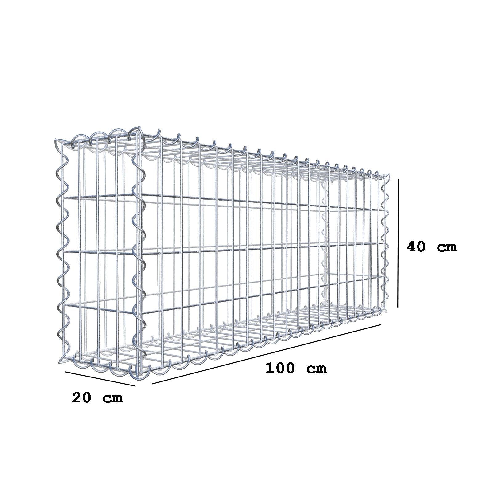Gabione 100 cm x 40 cm x 20 cm (L x H x T), Maschenweite 5 cm x 10 cm, Spirale