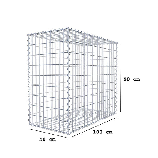 Gabion 100 cm x 90 cm x 50 cm (L x H x D), maskstorlek 5 cm x 10 cm, spiral