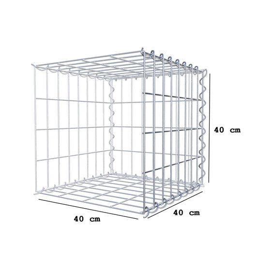 Gabião tipo 2 40 cm x 40 cm x 40 cm (C x A x P), malhagem 5 cm x 10 cm, espiral