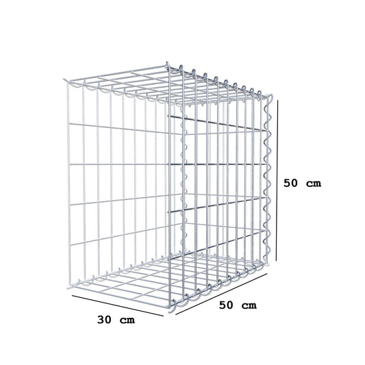 Gabião tipo 2 50 cm x 50 cm x 30 cm (C x A x P), malhagem 5 cm x 10 cm, espiral