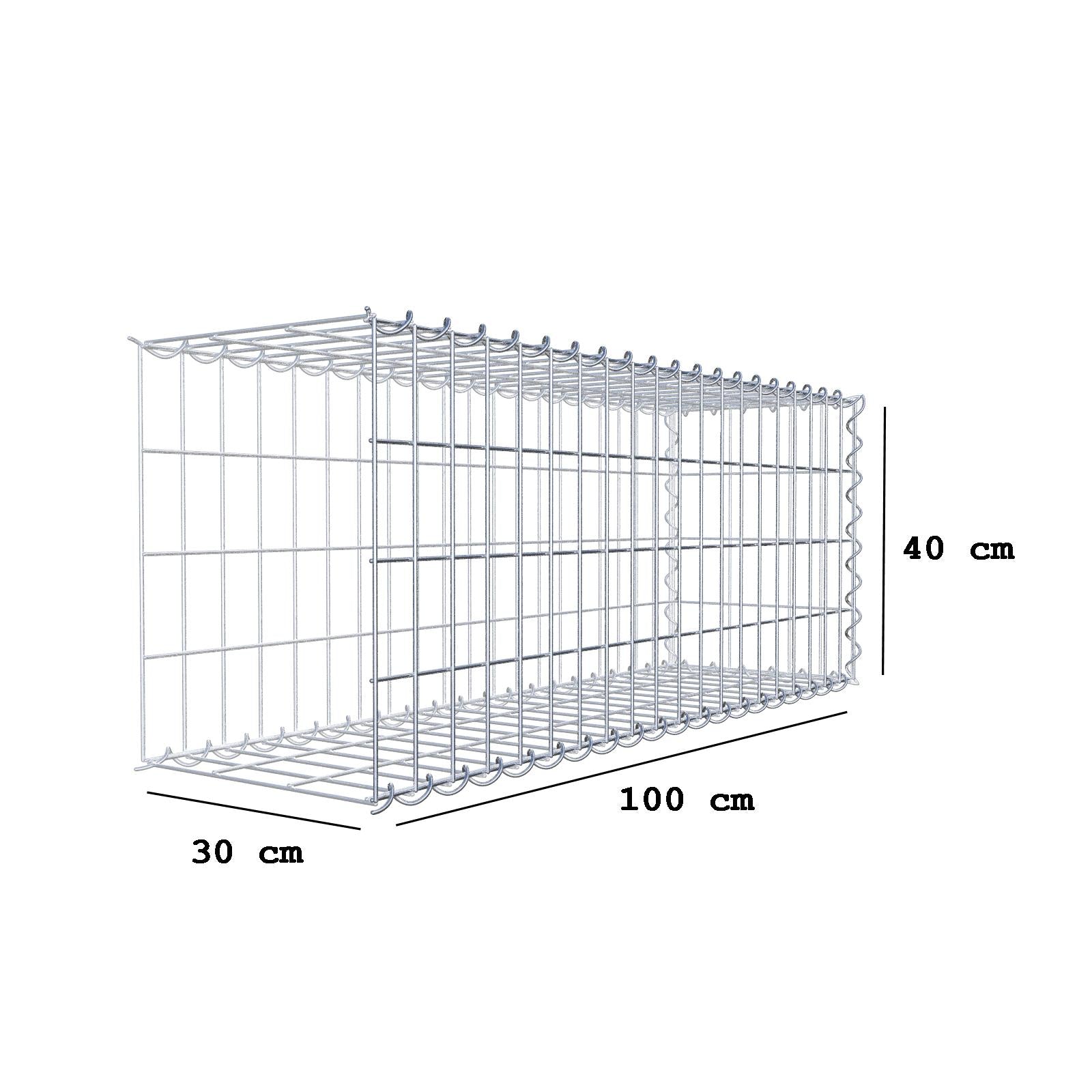 Aangegroeide schanskorf type 2 100 cm x 40 cm x 30 cm (L x H x D), maaswijdte 5 cm x 10 cm, spiraal
