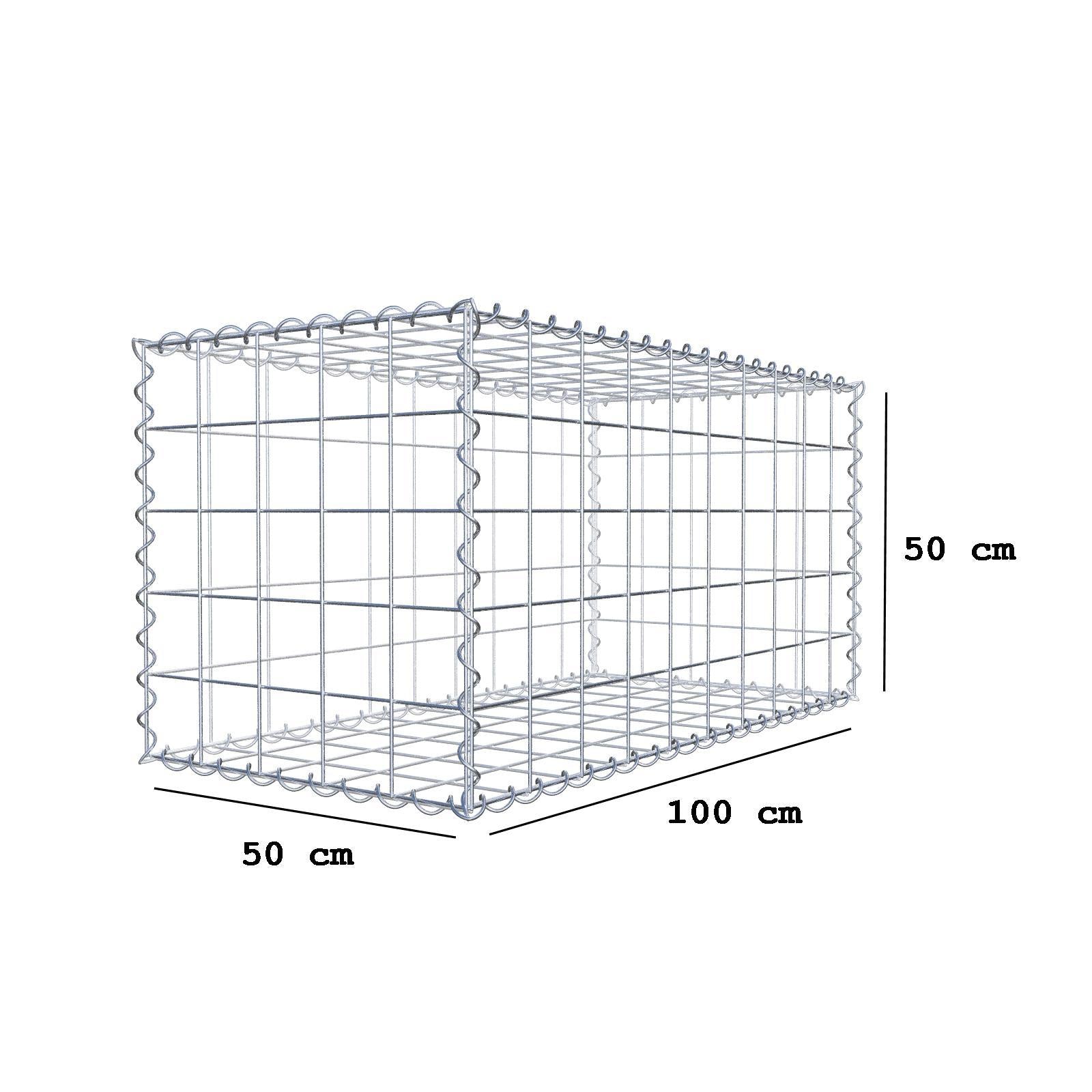 Gabbione 100 cm x 50 cm x 50 cm (L x H x P), maglia 10 cm x 10 cm, spirale
