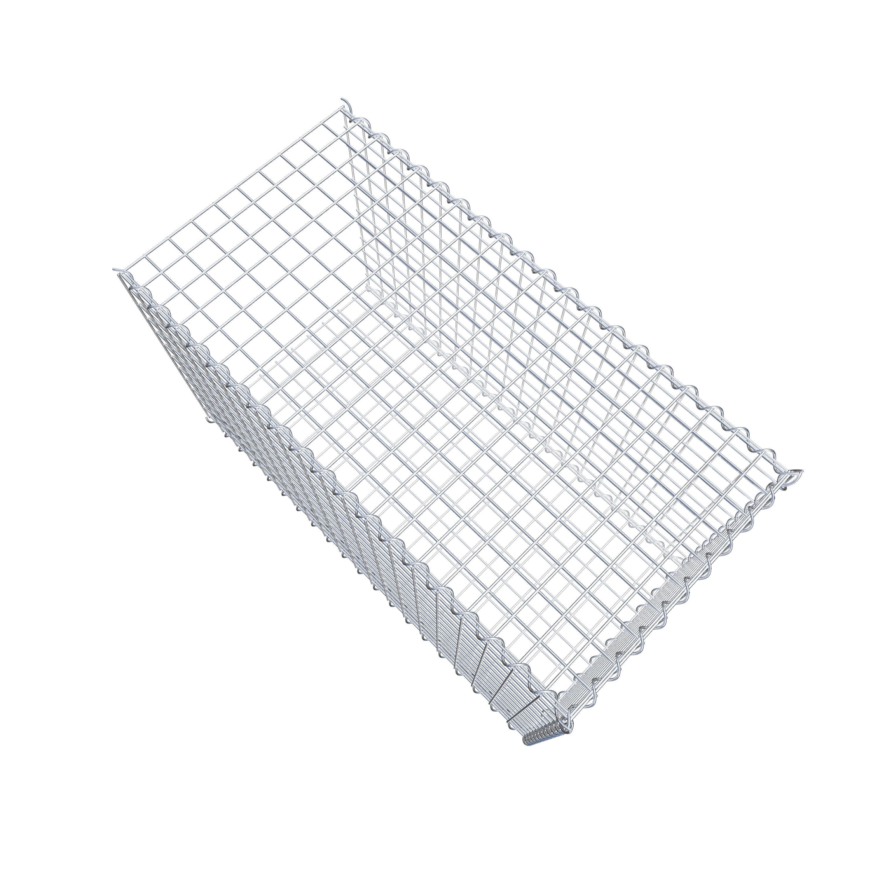 Opbouw schanskorf type 2 100 cm x 60 cm x 50 cm (L x H x D), maaswijdte 5 cm x 5 cm, spiraalvormig