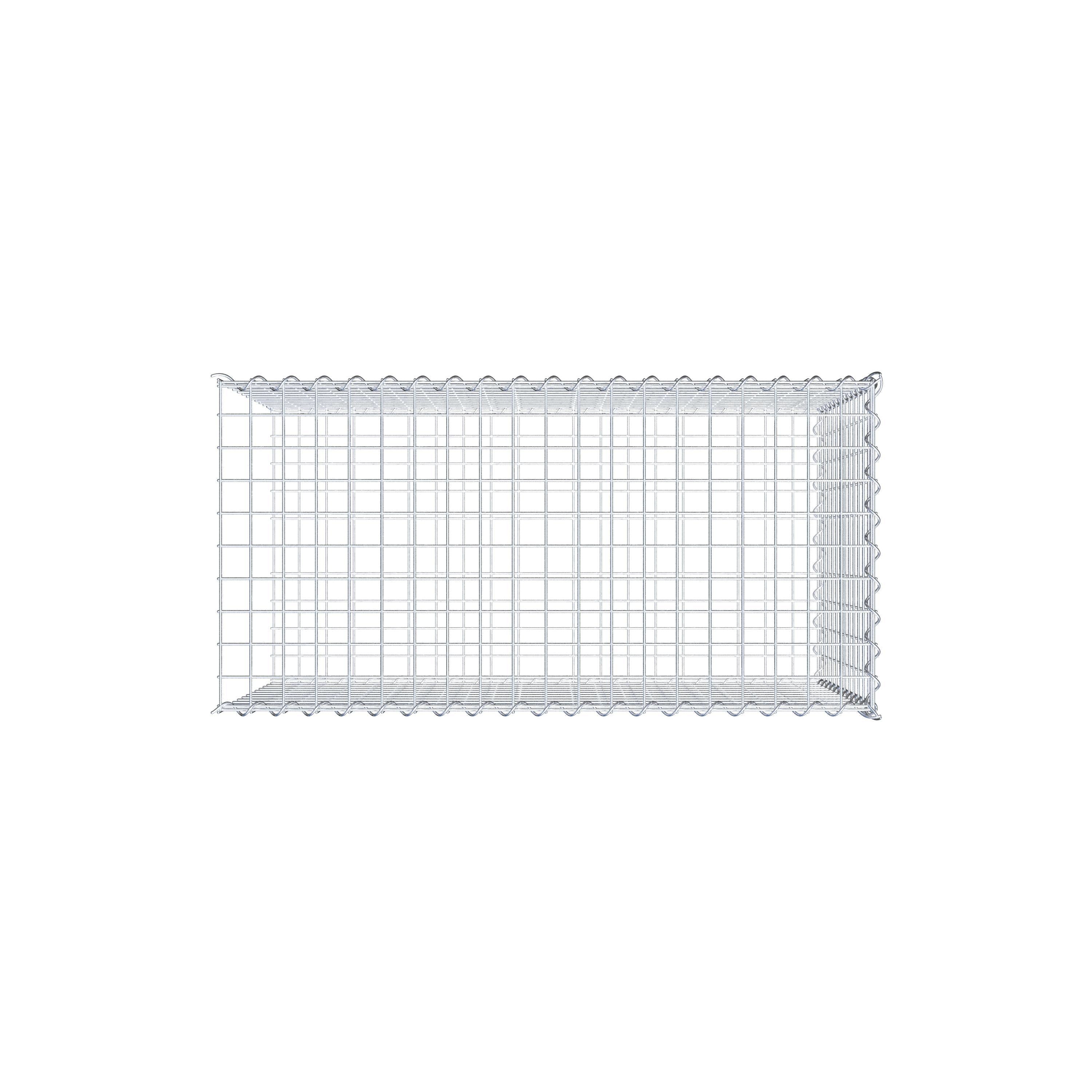 Opbouw schanskorf type 2 100 cm x 60 cm x 50 cm (L x H x D), maaswijdte 5 cm x 5 cm, spiraalvormig