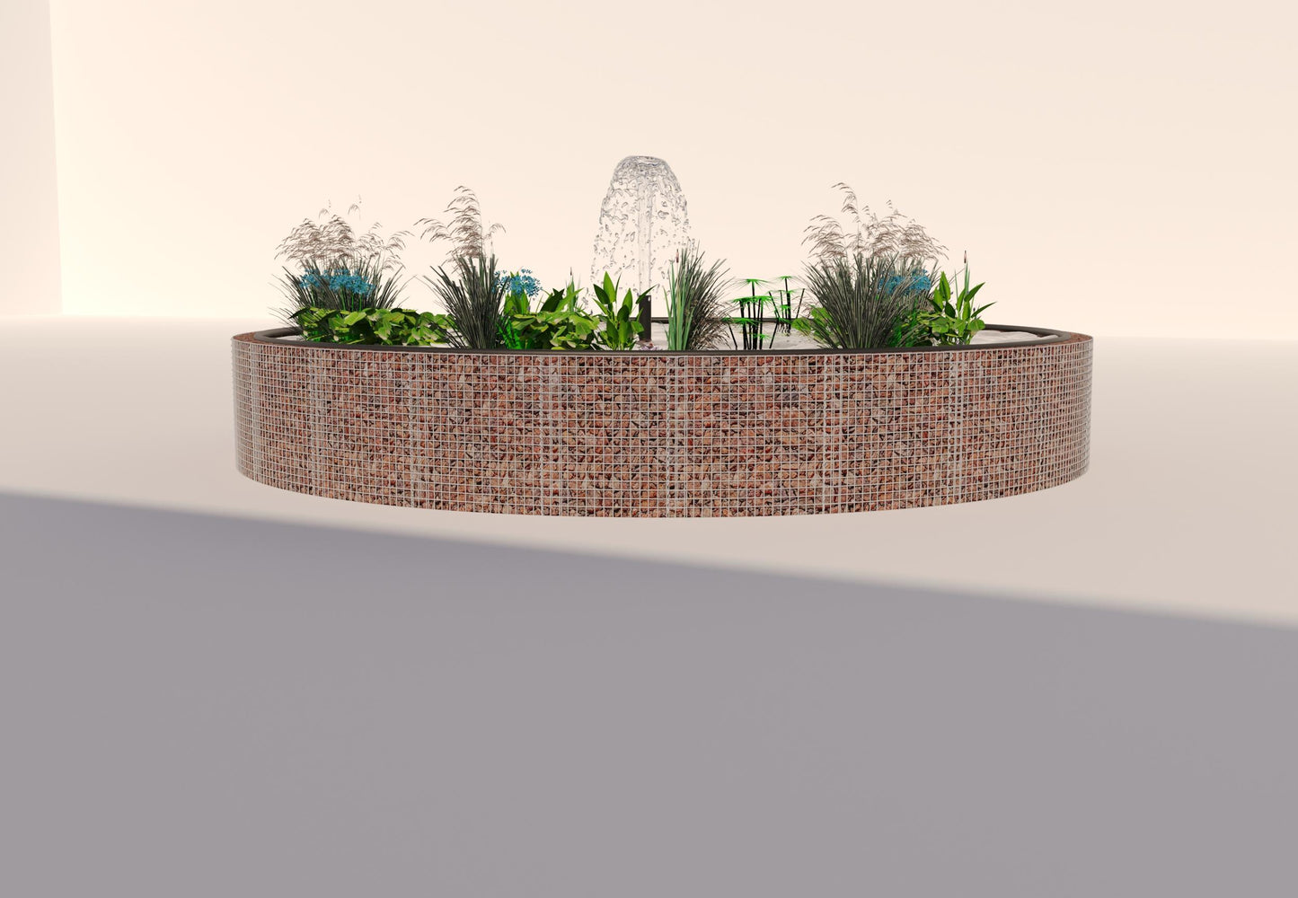 Gabionen Hochteich rund, Außendurchmesser 292 cm, Höhe 80 cm, Maschenweite 5 x 5 cm, Wandstärke 15 cm