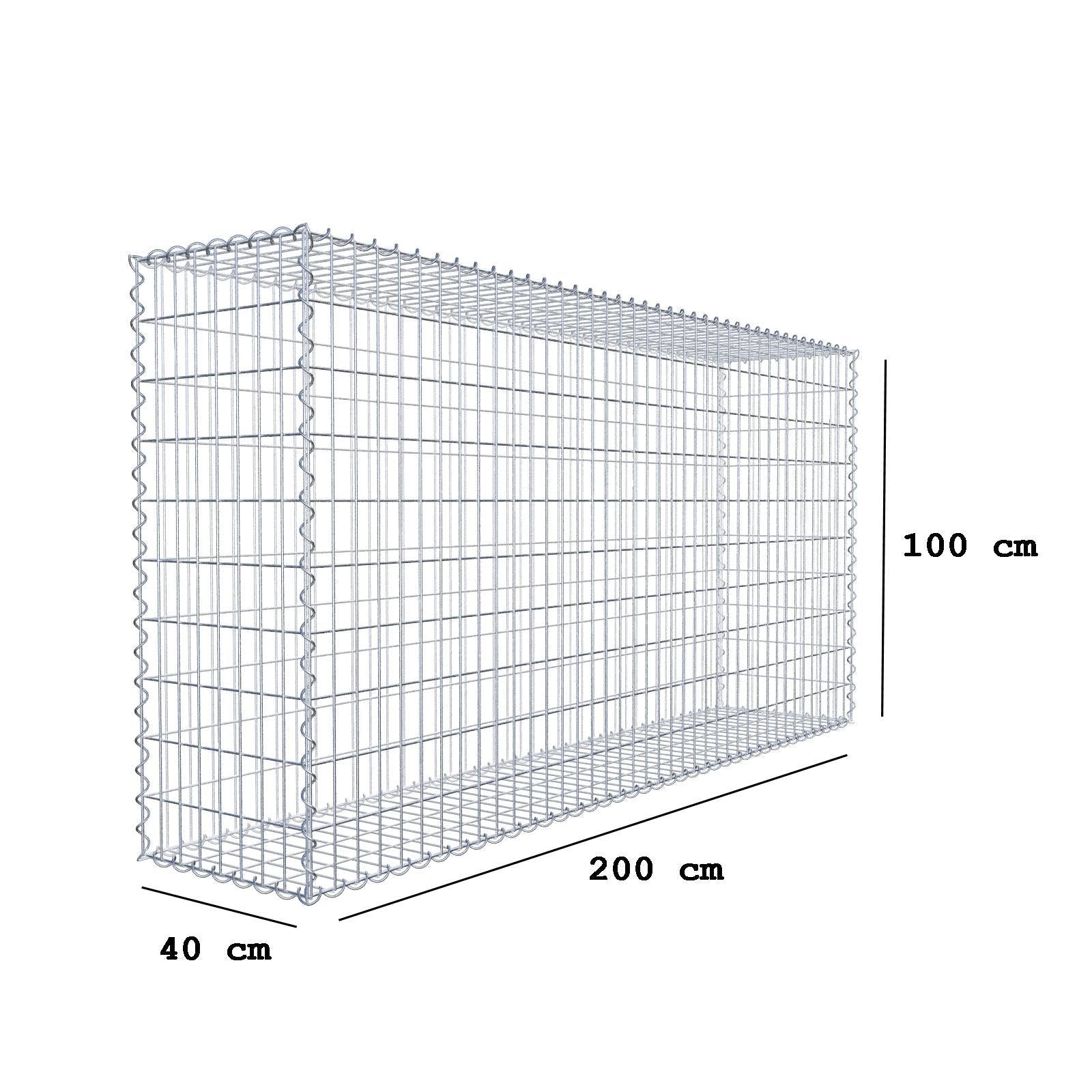 Gavión 200 cm x 100 cm x 40 cm (L x A x P), luz de malla 5 cm x 10 cm, en espiral