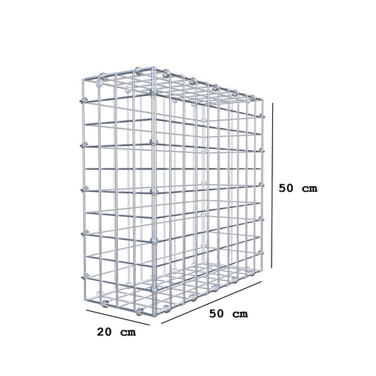 Gabion 50 cm x 50 cm x 20 cm (L x H x D), maskstorlek 5 x 5 cm, spiralring