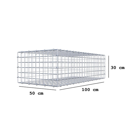 Gabion 100 cm x 30 cm x 50 cm (L x H x D), maskstorlek 5 x 5 cm, spiralring