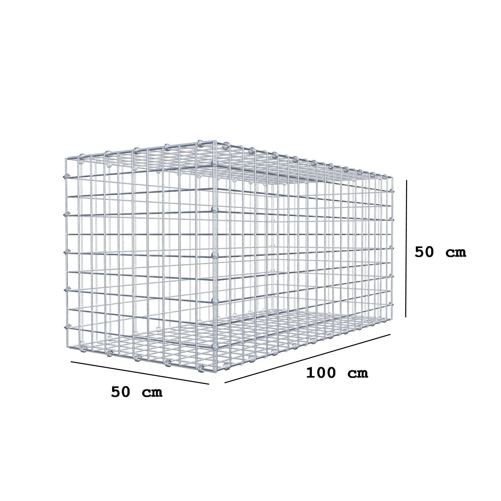 Gabione 100 cm x 50 cm x 50 cm (L x H x T), Maschenweite 5 x 5 cm, Spiralring