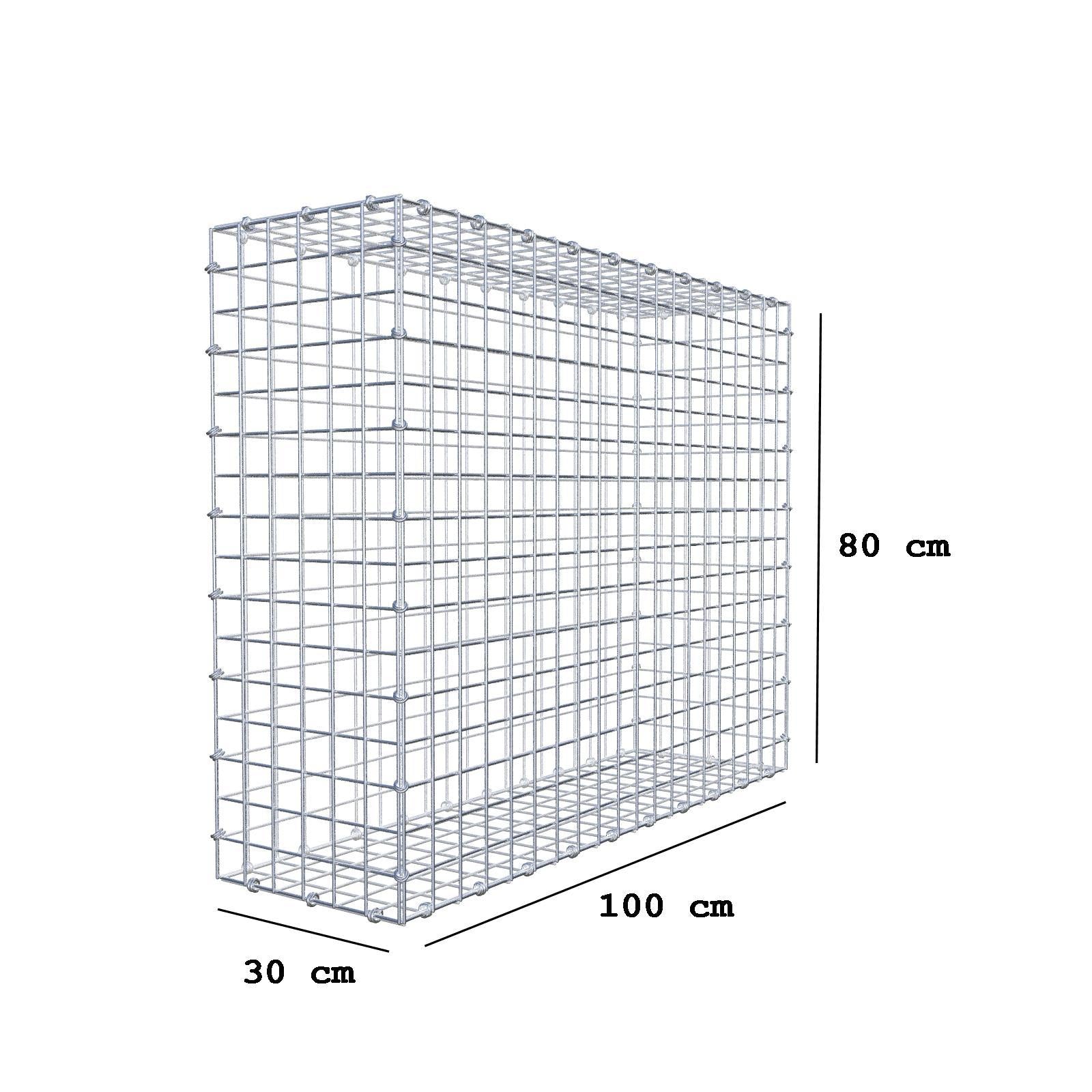 Gabione 100 cm x 80 cm x 30 cm (L x H x T), Maschenweite 5 x 5 cm, Spiralring