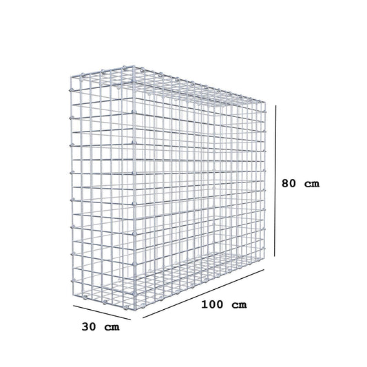 Gabion 100 cm x 80 cm x 30 cm (L x H x D), maskstorlek 5 x 5 cm, spiralring