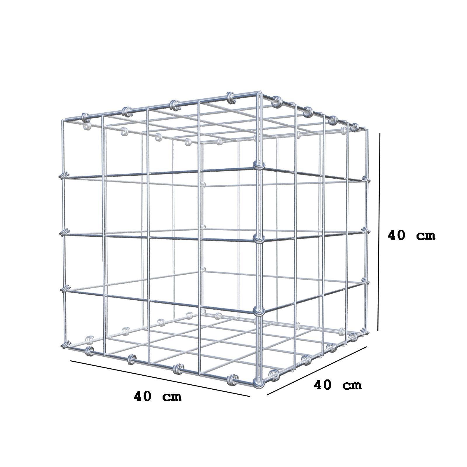 Gabione 40 cm x 40 cm x 40 cm (L x H x T), Maschenweite 10 x 10 cm, Spiralring