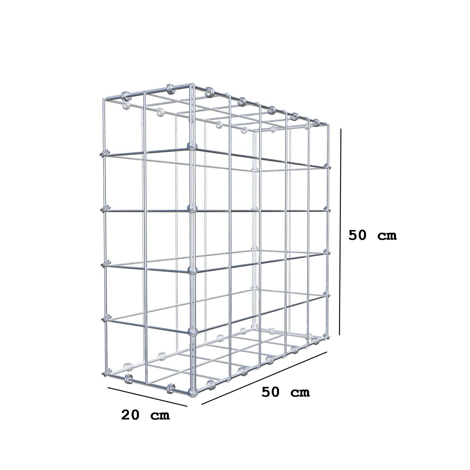 Gabion 50 cm x 50 cm x 20 cm (L x H x D), mesh size 10 x 10 cm, spiral ring