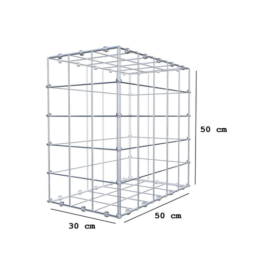 Gabion 50 cm x 50 cm x 30 cm (L x H x D), maskstorlek 10 x 10 cm, spiralring