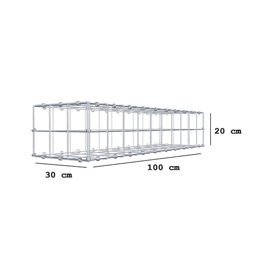 Gabion 100 cm x 20 cm x 30 cm (L x H x D), mesh size 10 x 10 cm, spiral ring