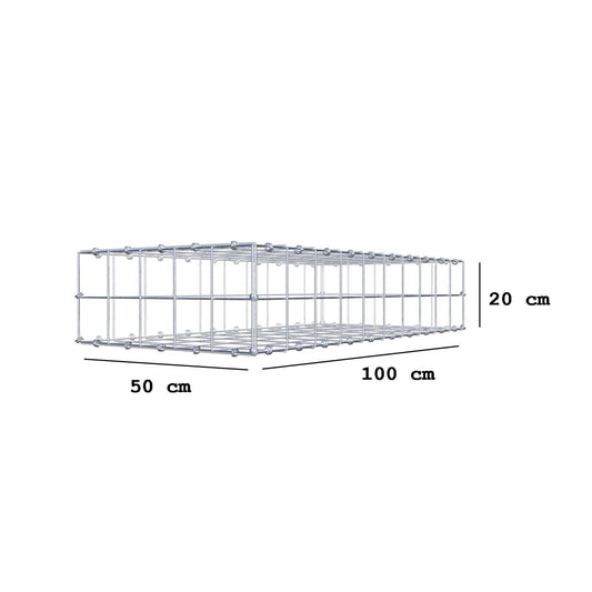 Gabione 100 cm x 20 cm x 50 cm (L x H x T), Maschenweite 10 x 10 cm, Spiralring