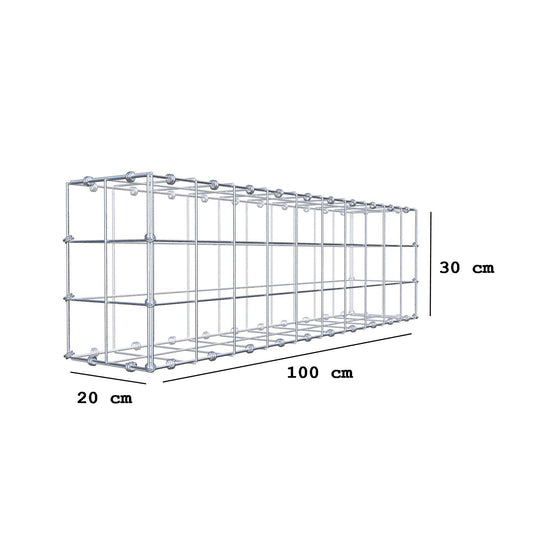 Gabione 100 cm x 30 cm x 20 cm (L x H x T), Maschenweite 10 x 10 cm, Spiralring