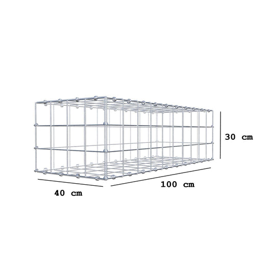 Gabion 100 cm x 30 cm x 40 cm (L x H x D), maskstorlek 10 x 10 cm, spiralring
