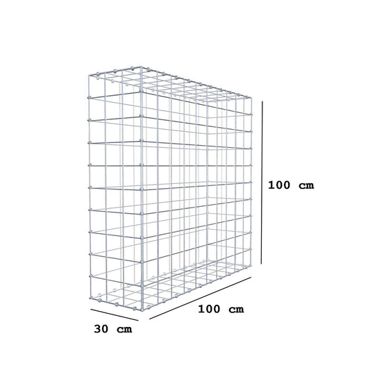 Gabion 100 cm x 100 cm x 30 cm (L x H x D), mesh size 10 x 10 cm, spiral ring