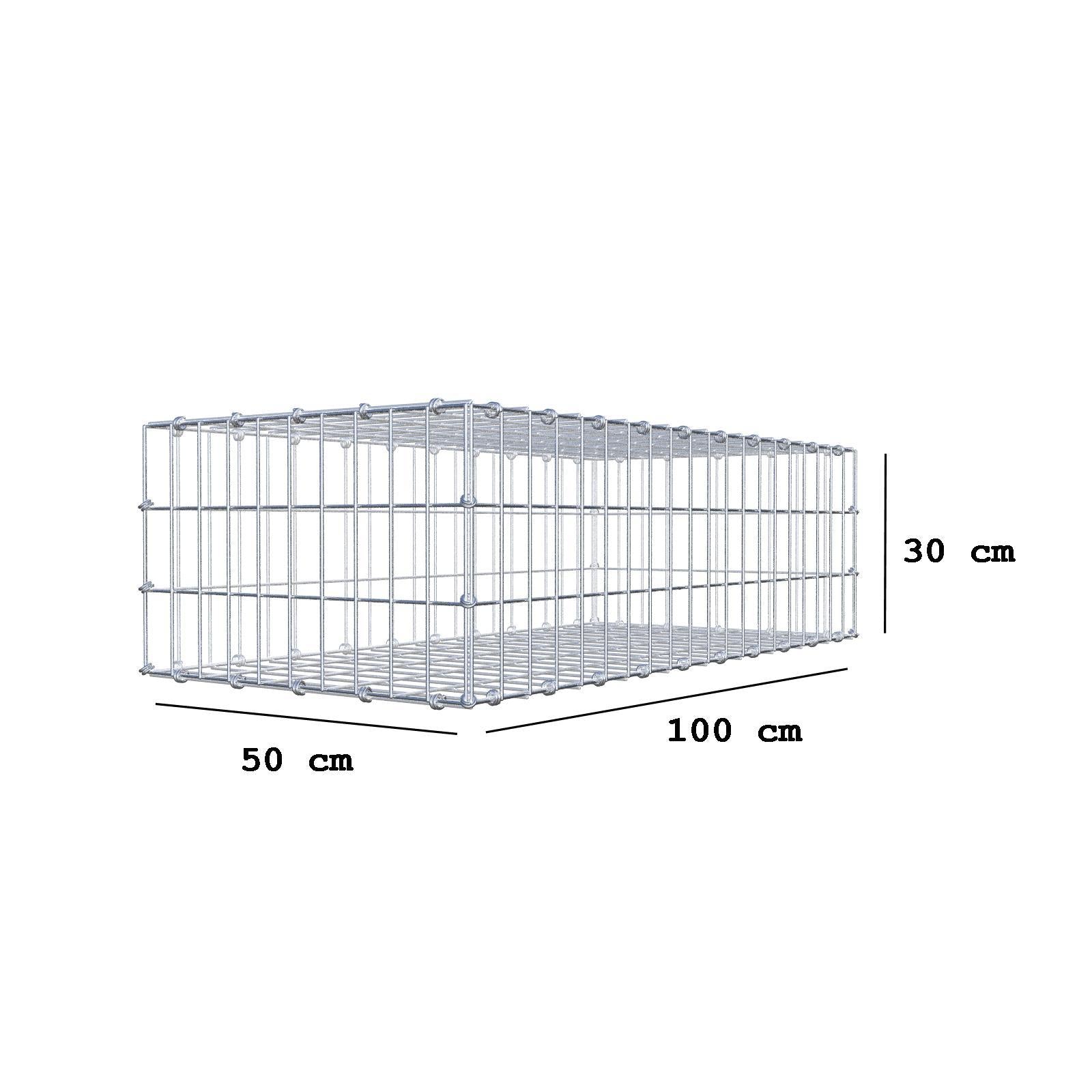 Gabion 100 cm x 30 cm x 50 cm (L x H x P), mailles 5 x 10 cm, anneau en spirale