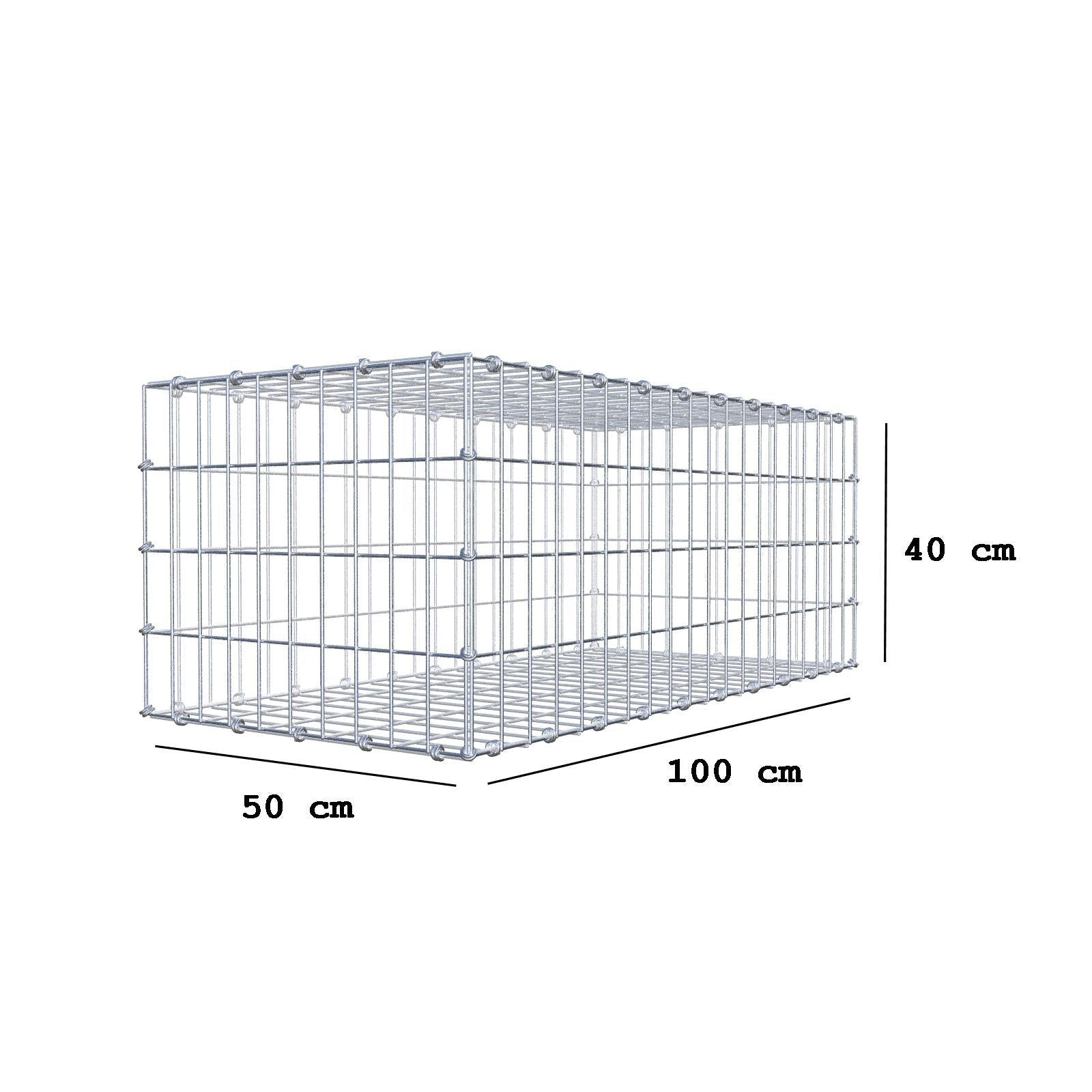 Gabbione 100 cm x 40 cm x 50 cm (L x H x P), maglia 5 x 10 cm, anello a spirale