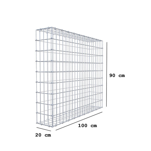 Gabion 100 cm x 90 cm x 20 cm (L x H x D), maskstorlek 5 x 10 cm, spiralring