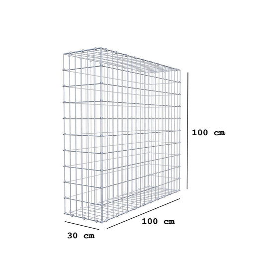 Gabbione 100 cm x 100 cm x 30 cm (L x H x P), maglia 5 x 10 cm, anello a spirale