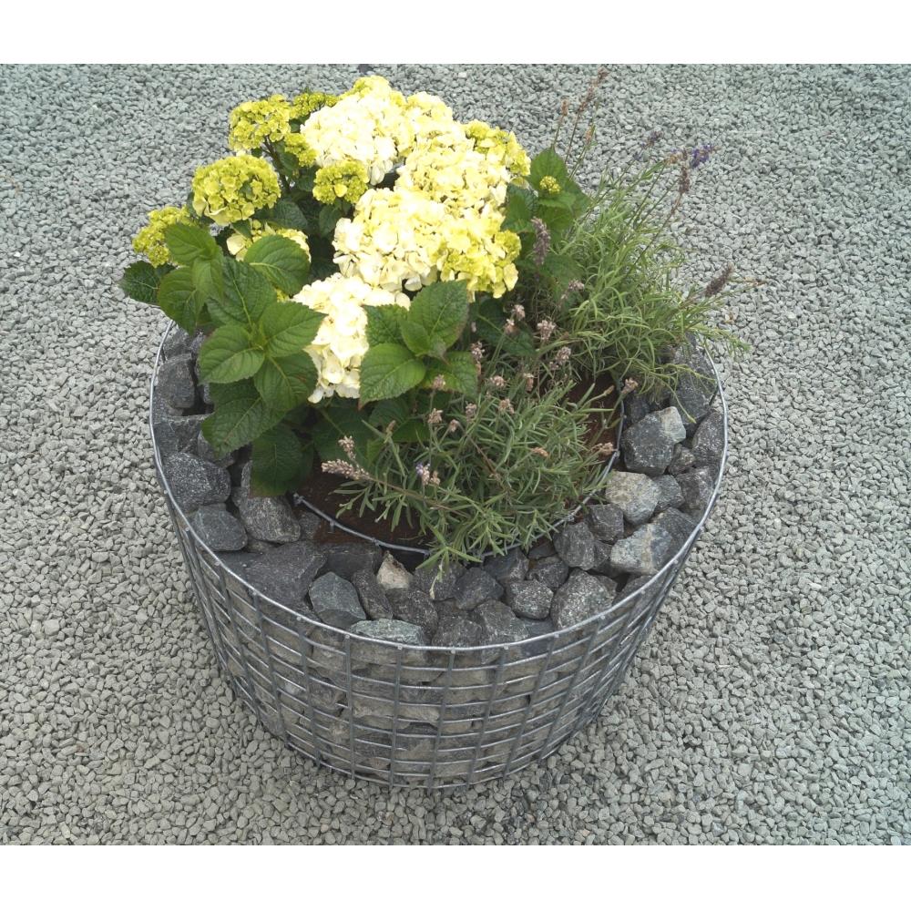 Rund upphöjd bädd, ytterdiameter 62 cm, höjd 50 cm, maskstorlek 5 x 5 cm, väggtjocklek 10 cm