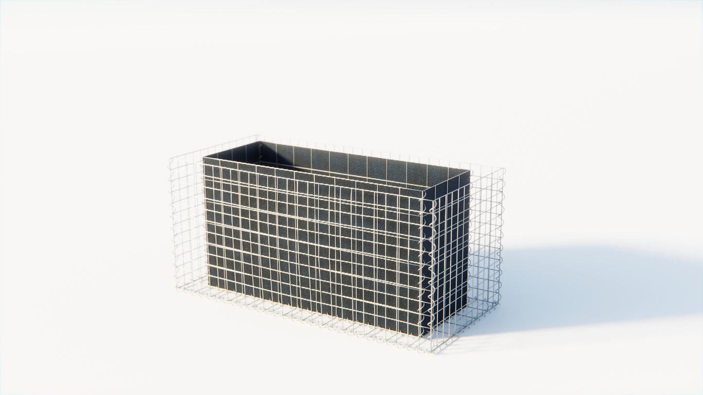 Lit surélevé carré 130 cm x 60 cm x 60 cm (L x H x P), mailles 5 x 10 cm, épaisseur des parois 10 cm