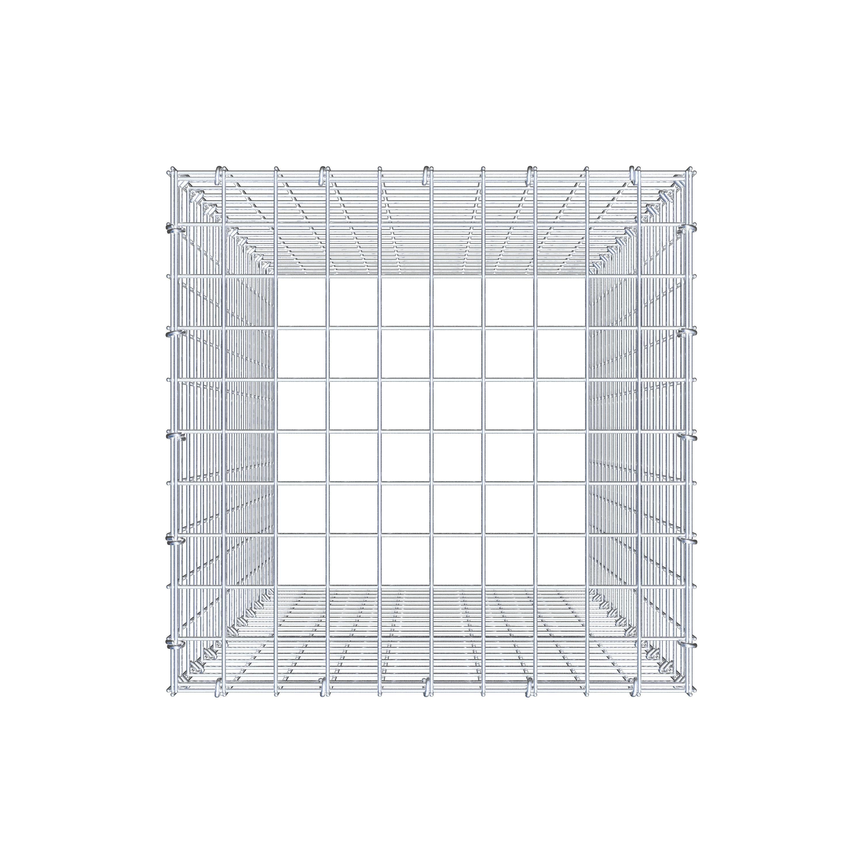 Typ 3 påbyggnadsgabion 100 cm x 50 cm x 50 cm (L x H x D), maskstorlek 5 cm x 5 cm, C-ring