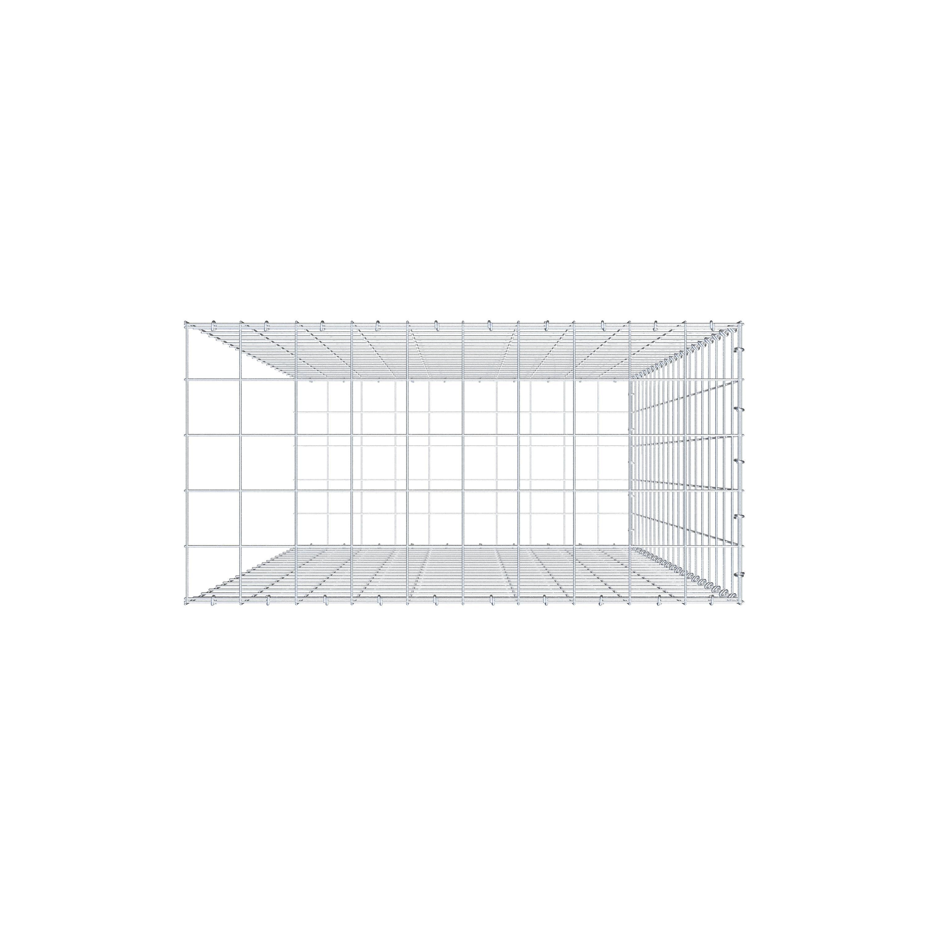 Fourche rapportée type 2 200 cm x 100 cm x 50 cm (L x H x P), mailles 10 cm x 10 cm, anneau en C