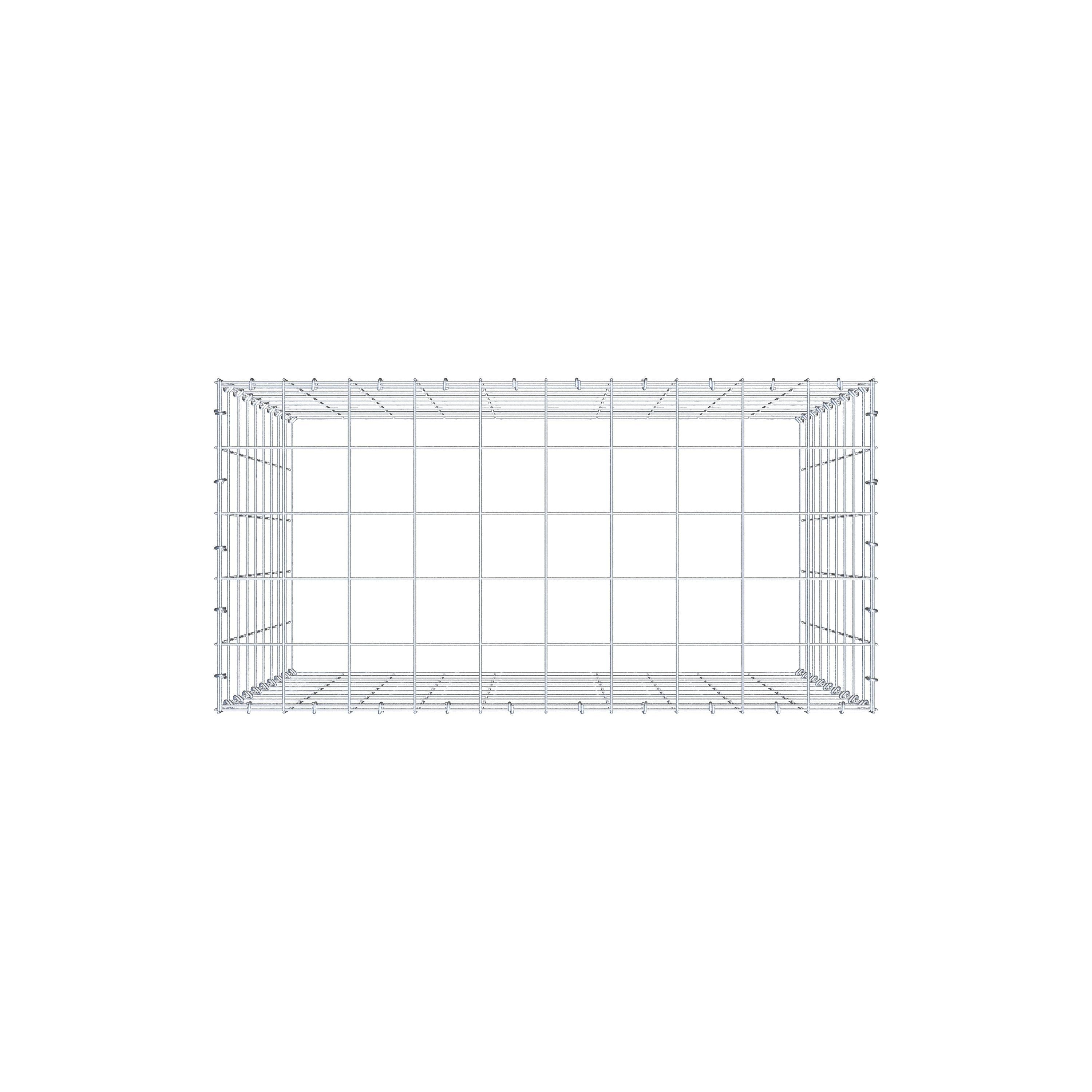 Typ 3 påbyggnadsgabion 100 cm x 90 cm x 50 cm (L x H x D), maskstorlek 10 cm x 10 cm, C-ring