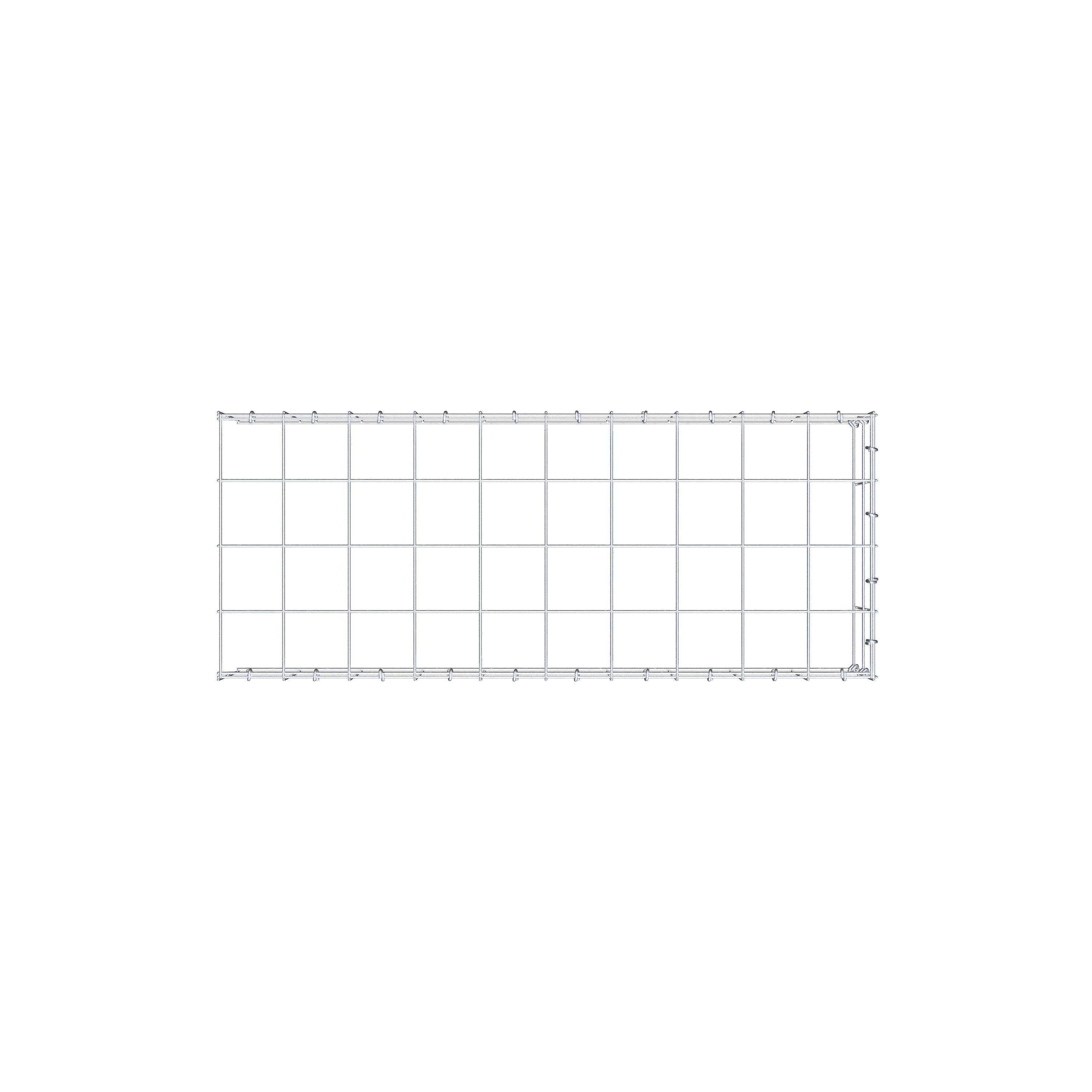 Monteret gabion type 4 100 cm x 20 cm x 40 cm (L x H x D), maskestørrelse 10 cm x 10 cm, C-ring
