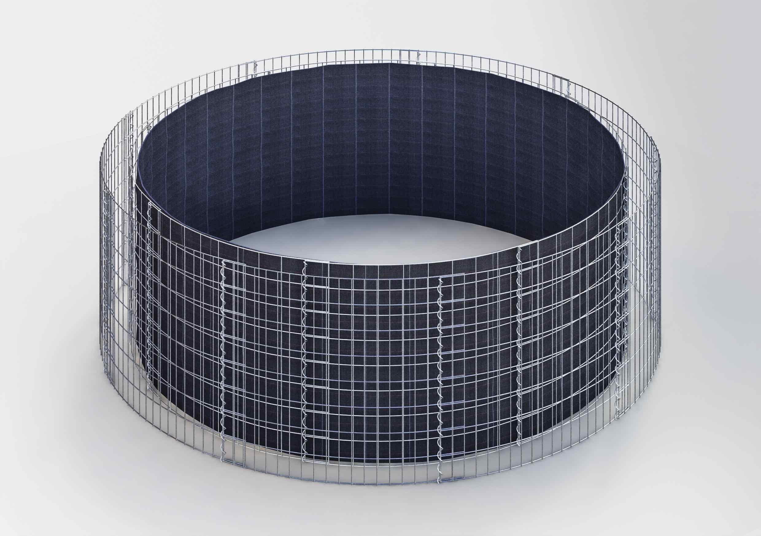 Rond verhoogd bed, buitendiameter 442 cm, hoogte 50 cm, maaswijdte 5 x 5 cm, wanddikte 15 cm