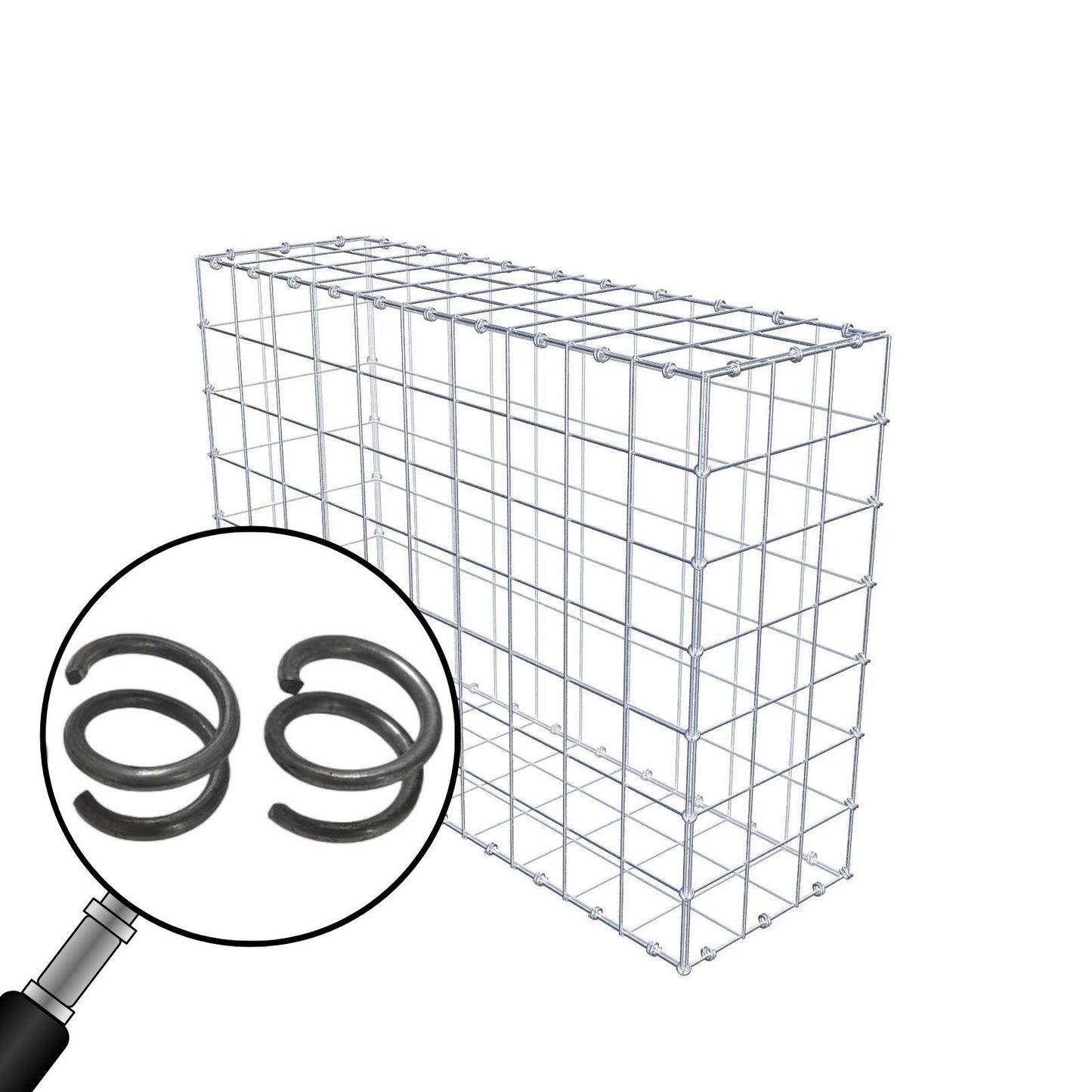 Set of 20 galvanized spiral rings - stable connection for gabions & wire mesh