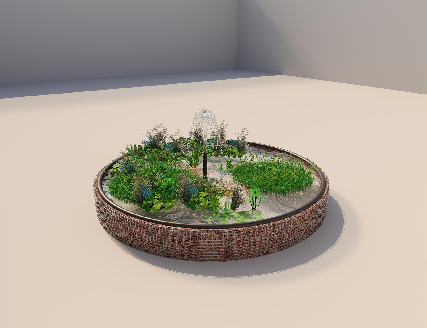 Gabion bassin surélevé rond, diamètre extérieur 472 cm, hauteur 50 cm, mailles 5 x 5 cm, épaisseur de paroi 15 cm