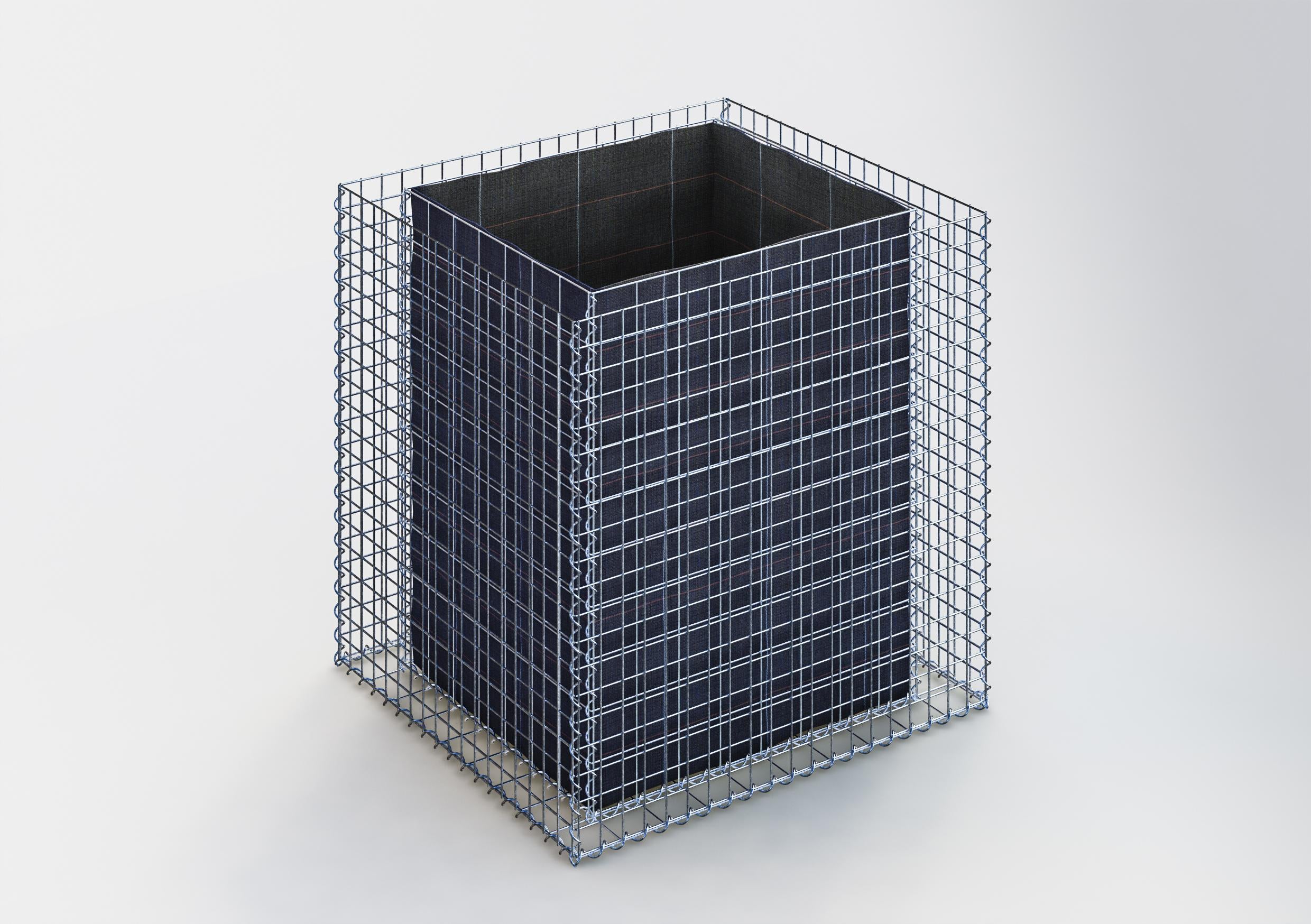 Lit surélevé carré 100 cm x 100 cm x 90 cm (L x H x P), mailles 5 x 5 cm, épaisseur des parois 10 cm