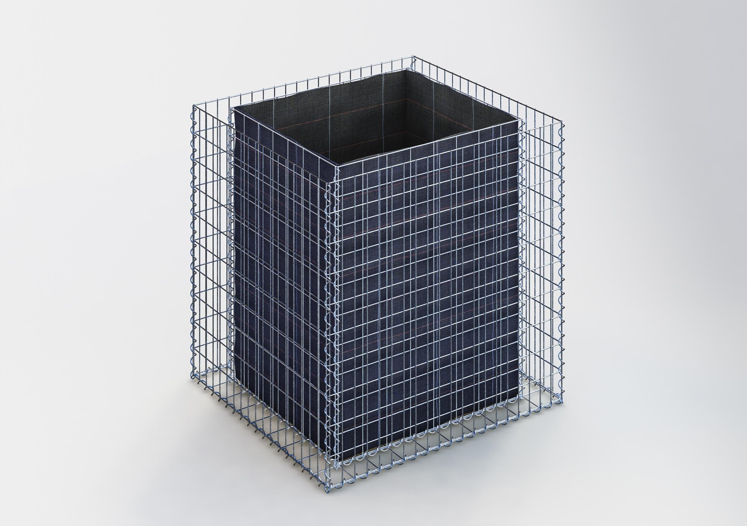 Lit surélevé carré 100 cm x 100 cm x 90 cm (L x H x P), mailles 5 x 10 cm, épaisseur des parois 10 cm