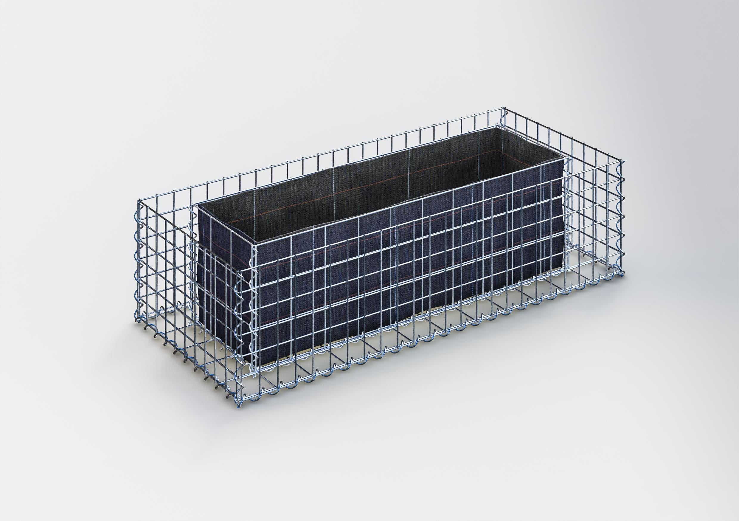 Högbädd, fyrkantig 120 cm x 30 cm x 50 cm (L x H x D), maskstorlek 5 x 5 cm, väggtjocklek 10 cm