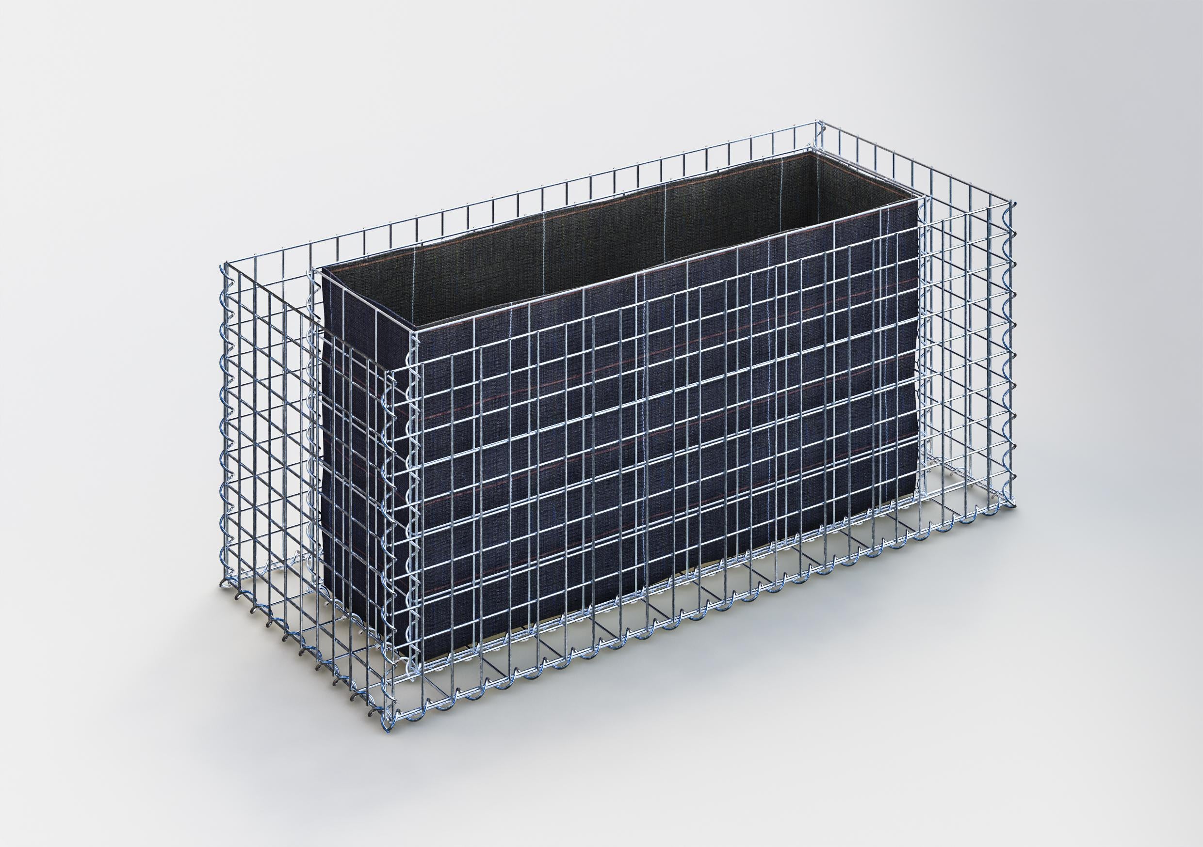 Lecho elevado rectangular 120 cm x 50 cm x 50 cm (largo x alto x fondo), malla 5 x 5 cm, espesor de pared 10 cm
