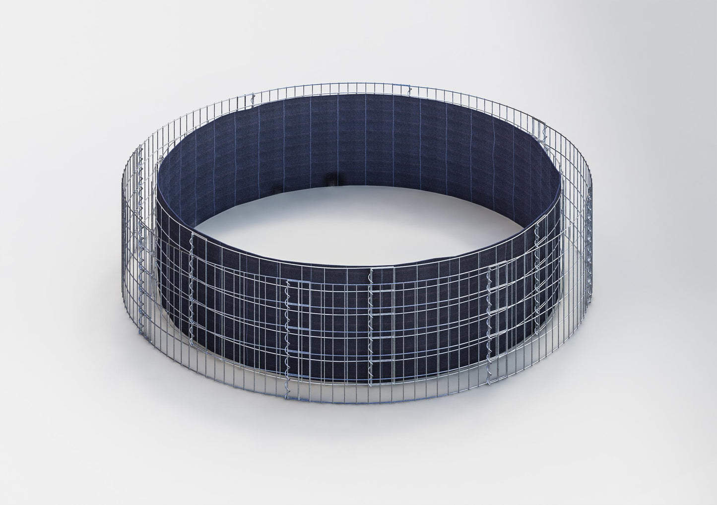 Rond verhoogd bed, buitendiameter 232 cm, hoogte 50 cm, maaswijdte 5 x 10 cm, wanddikte 15 cm