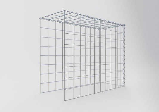 Opbouw schanskorf type 4 100 cm x 80 cm x 40 cm (L x H x D), maaswijdte 10 cm x 10 cm, spiraal