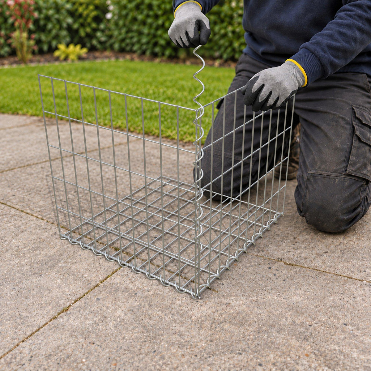 Gabion 50 cm x 50 cm x 50 cm (L x H x D), maskestørrelse 5 cm x 10 cm, spiral