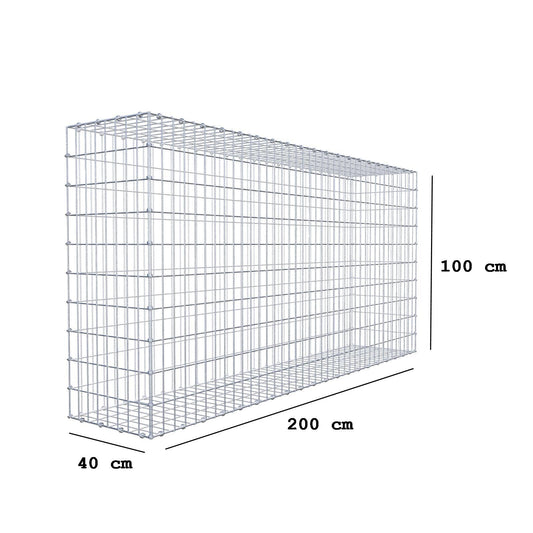 Gabion 200 cm x 100 cm x 40 cm (L x H x P), mailles 5 x 10 cm, anneau en spirale