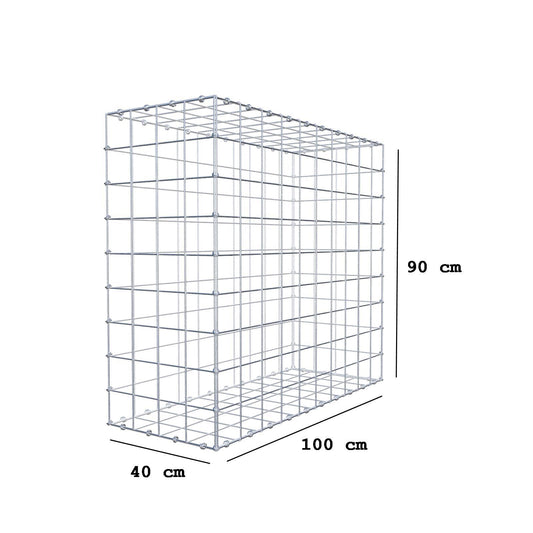 Gabbione 100 cm x 90 cm x 40 cm (L x H x P), maglia 10 x 10 cm, anello a spirale