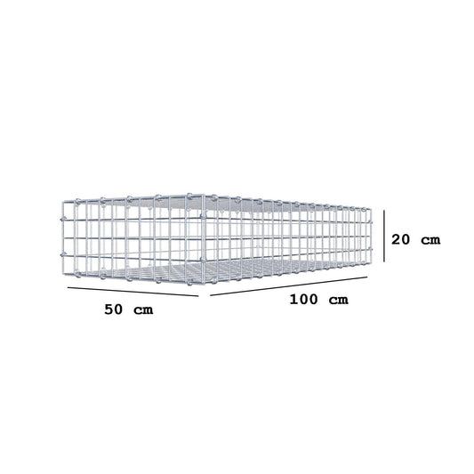Gabion 100 cm x 20 cm x 50 cm (L x H x P), mailles 5 x 5 cm, anneau en spirale