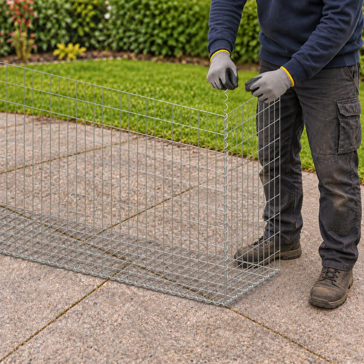 Gabion 200 cm x 100 cm x 50 cm (L x H x D), maskstorlek 5 cm x 10 cm, spiral