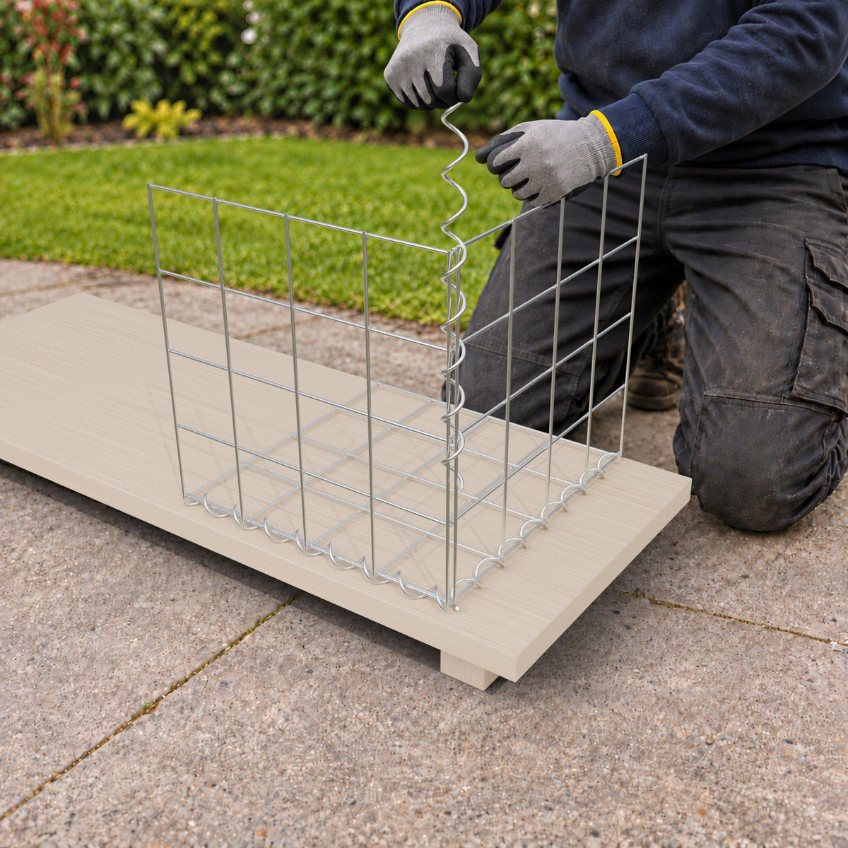 Schanskorf 40 cm x 40 cm x 40 cm (L x H x D), maaswijdte 10 cm x 10 cm, spiraal